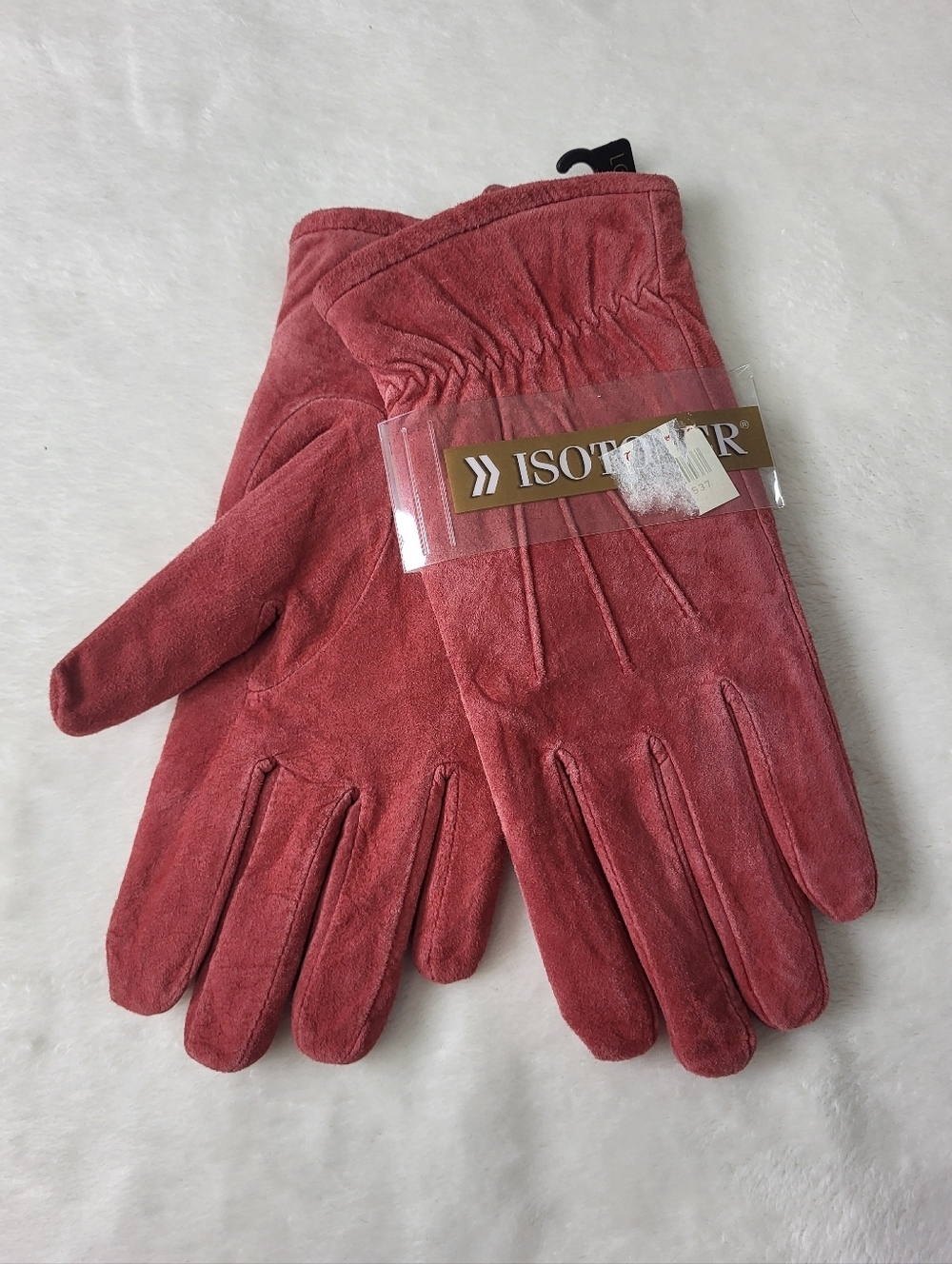 Isotoner Suede Leather Gloves. Size Large.